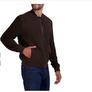 NWT Cole Haan Signature Suede Bomber jacket. Chocolate brown. Size small.